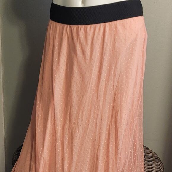 Ultra Long Pink Swiss Dot Mesh Maxi Skirt Layered Sheer Balletcore Fairycore S - Picture 3 of 8